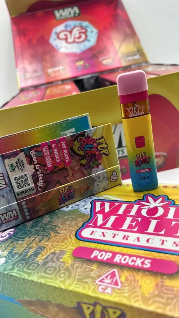 Whole Melts V5 Pop Rocks 2G live diamond disposable vape in vibrant packaging