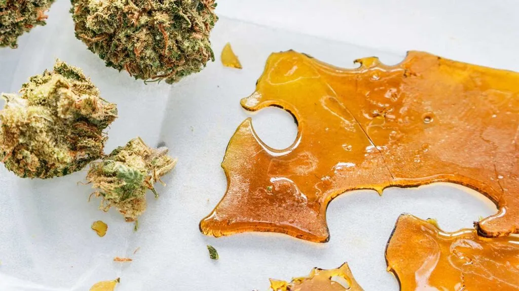Glass like cannabis shatter slab