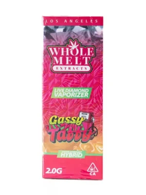 Whole Melts 2G Gassy Taffy Hybrid Disposable, device and packaging