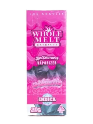 Whole Melts 2G Bubblicious Indica Disposable, device and packaging