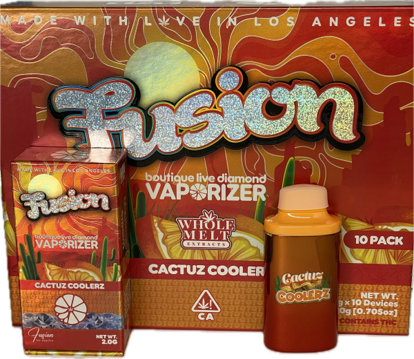 Whole Melts 2g Cactus Coolerz x Fusion Sativa Disposable, device and box