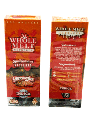 Whole Melts 2G Georgia Pie Indica Disposable device packaging front and back